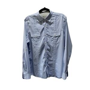 Ted Baker London Mens Long Sleeve Roll Tab Blue White Check Button Up Size 4, L